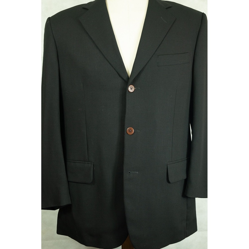 Samuelsohn  Andrew Mens 40 Regular Black 100% High Twist Wool Blazer Sport Coat
